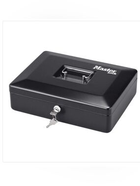 Black Steel Cash Box with Key Lock